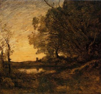Jean-Baptiste-Camille Corot : Evening, Distant Tower